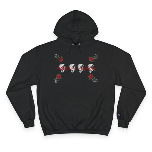 Safety Third Champion Hoodie with Roses and Skull Design